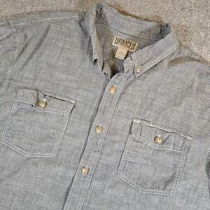 Duluth Trading Co Men's Size 2XL Gray Short Sleeve Button Down Shirt